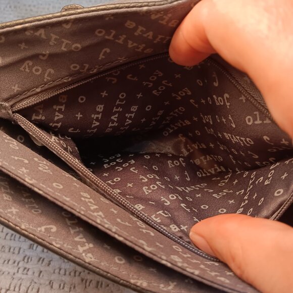 Olivia + Joy faux pebbled leather envelope chain strap shoulder / hand bag purse - Picture 6 of 15